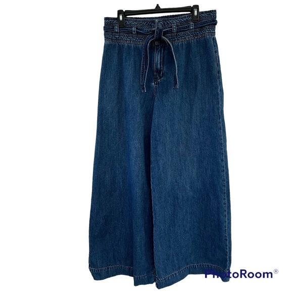 Free People Denim - FREE PEOPLE Augusta Belted Wide Leg Blue Jeans 31